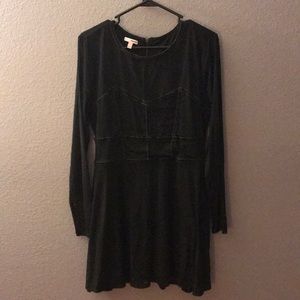 Black Sheer Chiffon Long Sleeve Dress